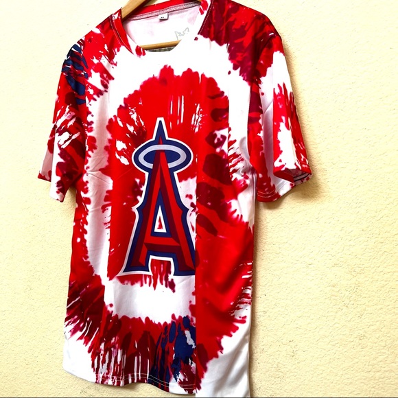 MLB Angels Tie Dye Print Shirt & Plastic Tote Bag Bundle NWOT H-28 - Picture 3 of 12